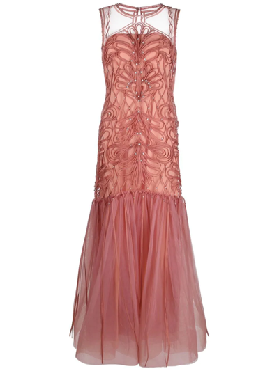 Alberta Ferretti Crystal-embellished Dress In Pink