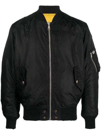 Diesel Logo-patch Zip-front Jacket In Black