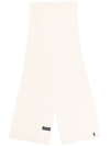 Polo Ralph Lauren Embroidered-logo Cable-knit Scarf In Nude