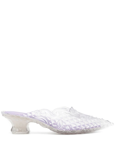 Y/project White Melissa Edition Melissa Point Mules In Silver