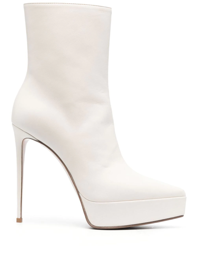 Le Silla 150mm Heeled Pointed Boots In White