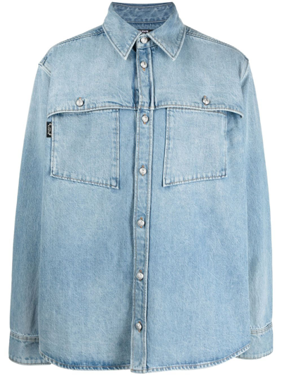 Balmain Faded Denim Shirt-jacket In Blau