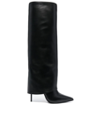 Le Silla 125mm Layered Leather Knee Boots In Schwarz