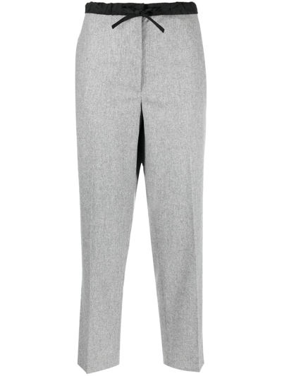 Jil Sander Drawstring Cropped Trousers In Grey