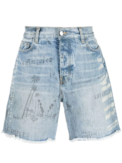 Amiri Light-blue Denim Shorts In Light Blue