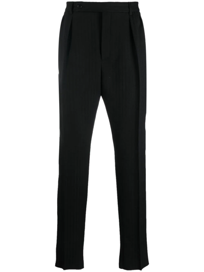 Saint Laurent Pinstripe Straight-leg Trousers In Schwarz