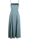Theory Cami Sleeveless Satin Midi Dress In Blau