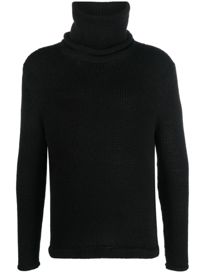 Saint Laurent Ribbed-knit Roll-neck Jumper In Black