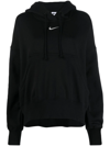 Nike Logo-embroidered Drawstring Hoodie In Schwarz