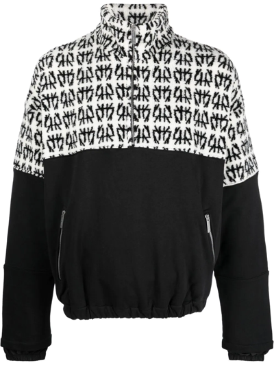 44 Label Group Logo Panelled Pullover Sweatshirt In Black,white