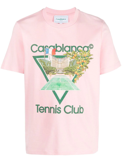 Casablanca Tennis Club 印花t恤 In Pink