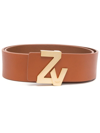 Zadig & Voltaire Logo-plaque Leather Belt In Braun