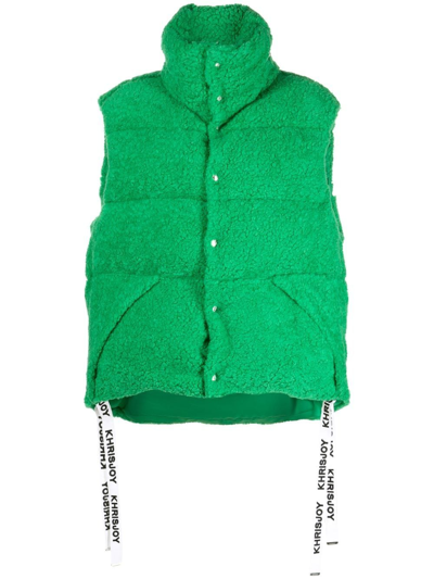 Khrisjoy Woman Green Pile Puff Oversize Vest