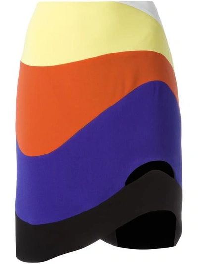 Mugler Wave Cutout Stretch Cady Skirt In Multicolour