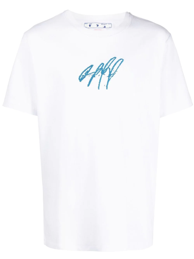 Off-white Logo-embroidered T-shirt In White