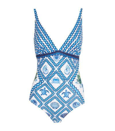 Mary Katrantzou Patterned Ibiza Swimsuit In Blue