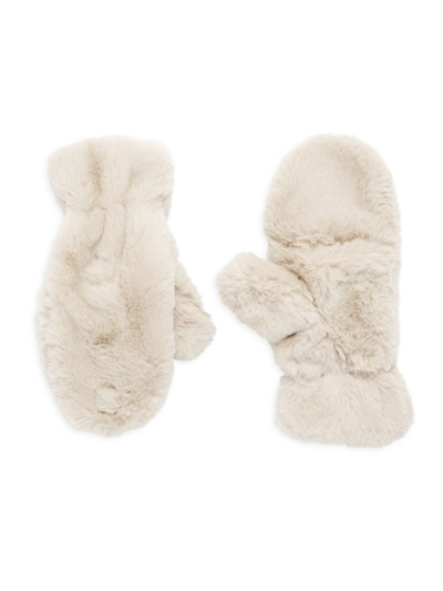 Apparis Coco Faux Fur Mittens In Latte