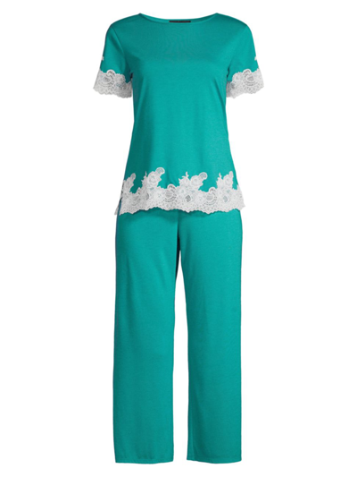 Natori Shangri La 2-piece Pajama Set In Heather Vivid Teal