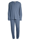 Eberjey Henry 2-piece Henley Pajama Set In Coastal Blue