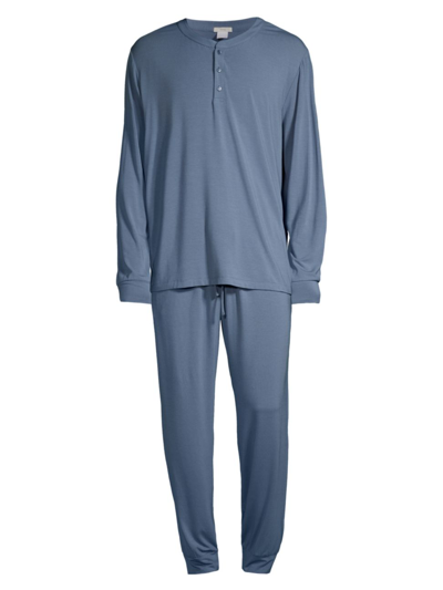 Eberjey Henry 2-piece Henley Pyjama Set In Coastal Blue