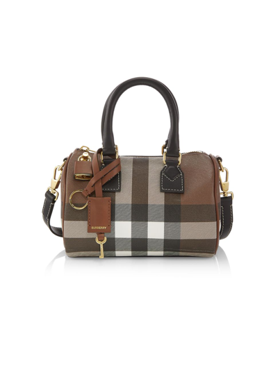 Burberry Check Mini Bowling Bag In Brown