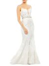 Mac Duggal Sleeveless Embroidered Trumpet Gown In Ivory