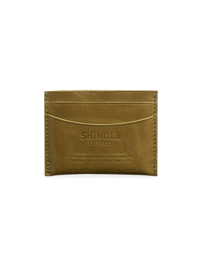 Shinola Leather Pocket Card Case In Olive