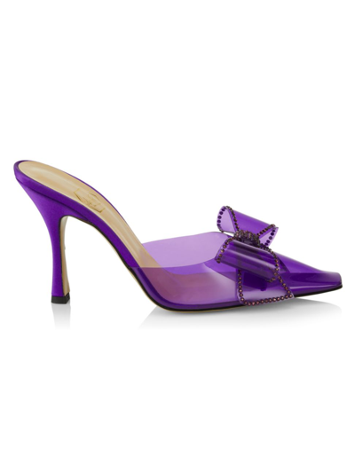 Nalebe Women's Dimante Clear Embellished High Heel Mules In Purple