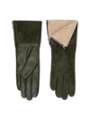 Carolina Amato Touch Tech Shearling-lined Leather Gloves In Olive
