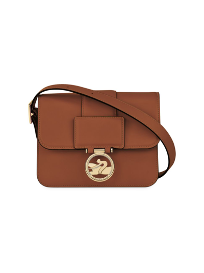 Longchamp Small Box-trot Leather Crossbody Bag In Brown