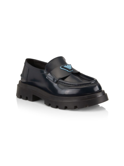Emporio Armani Little Kid's & Kid's Polished Horsebit Loafers In Navy