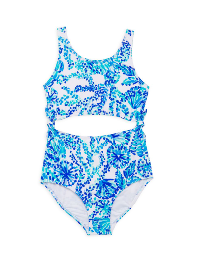 Lilly Pulitzer Kids' Little Girl's & Girl's Evalina Upf 50+ One-piece Swimsuit In Turquoise Oasis