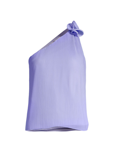 Milly Gretta One-shoulder Pleated Top In Periwinkle