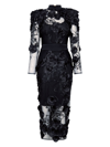 Zhivago Battle Lines Floral-embellished Vendetta Dress In Black