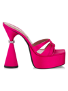 D’accori Women's Sienna Satin Platform Mules In Psycho Pink