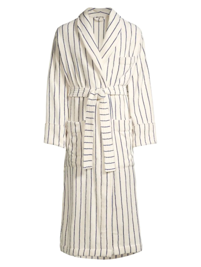Tekla Hooded Striped Cotton-terry Bathrobe In Carmel
