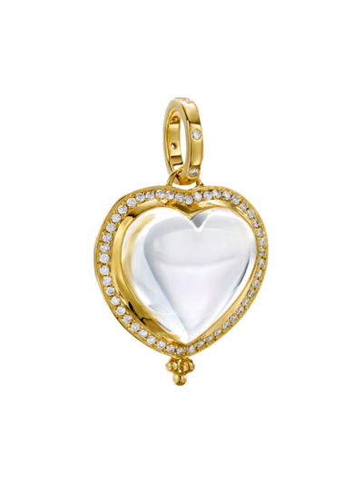 Temple St Clair 18k Yellow Gold Classic Crystal & Diamond Heart Halo Amulet Pendant In White/gold