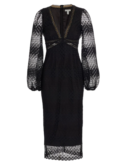 ml Monique Lhuillier Lace Midi-dress In Black