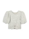 Habitual Girls' Cropped Puff Sleeve Sweater - Big Kid In Grey Heath