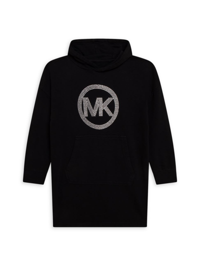 Michael Michael Kors Kids' Little Girl's & Girl's Logo Print Hooded Dress In Black