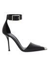 Alexander Mcqueen Pointed-toe Leather Pumps In Black Silver
