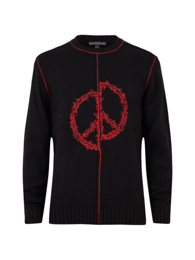 John Varvatos Wythe Wool & Nylon Embroidered Regular Fit Crewneck Sweater In Black
