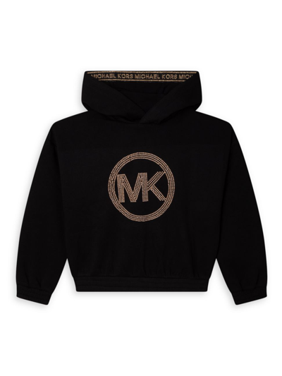 Michael Michael Kors Kids' Little Girl's & Girl's Hooded Logo Jersey Sweatshirt In Black