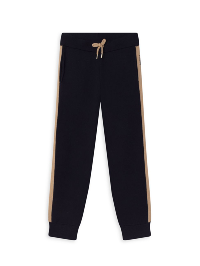 Chloé Kids' Contrast Stripe Knitted Cotton Jogging Bottoms 8-14 Years In Navy