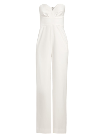 Milly Evana Cady Strapless Jumpsuit In Ecru