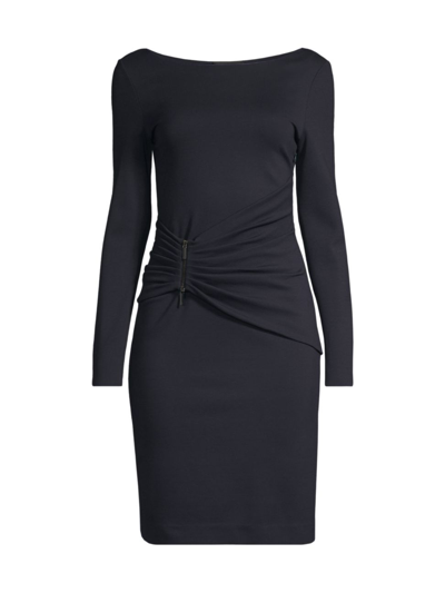 Emporio Armani Ruched Jersey Bateau-neck Dress In Blue Navy
