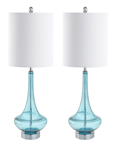 Jonathan Y Cecile Teardrop Led Table Lamp, Set Of 2 In Aqua