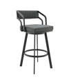 Armen Living Scranton Swivel Modern Metal And Faux Leather Bar And Counter Stool In Gray