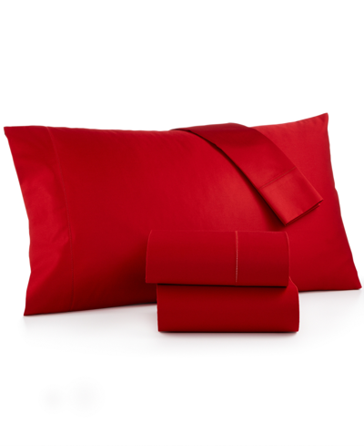 Charter Club Damask Solid 550 Thread Count 100% Cotton 4-pc. Sheet Set, Full, Created For Macy's In Red Currant