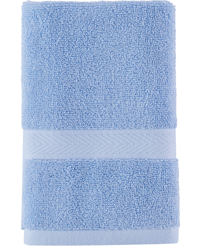 Tommy Hilfiger Modern American Solid Cotton Hand Towel, 16" X 26" In Blue Mist